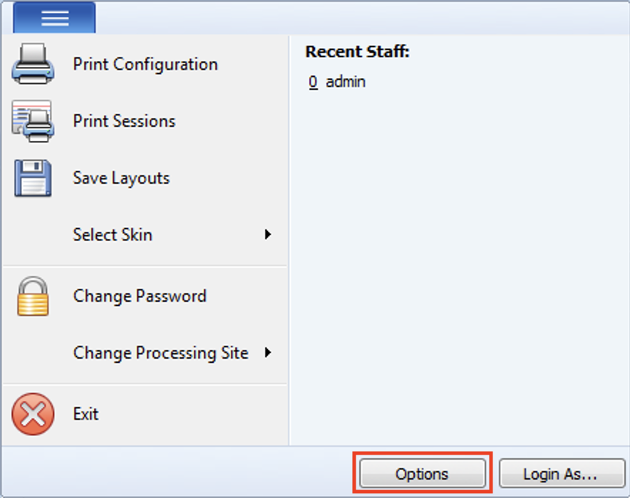 Ares Options button